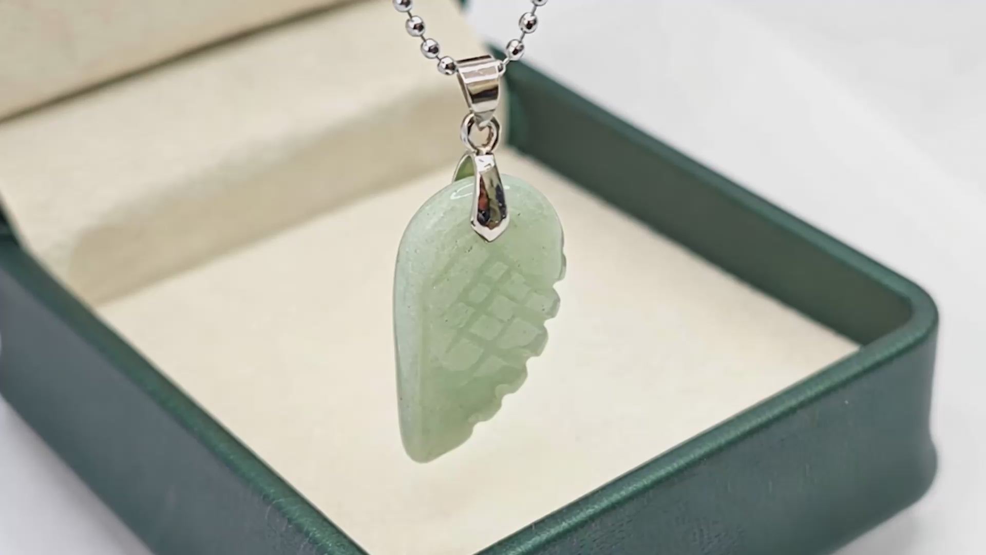 “Léger” Angel Wing Pendant — Natural Green Aventurine