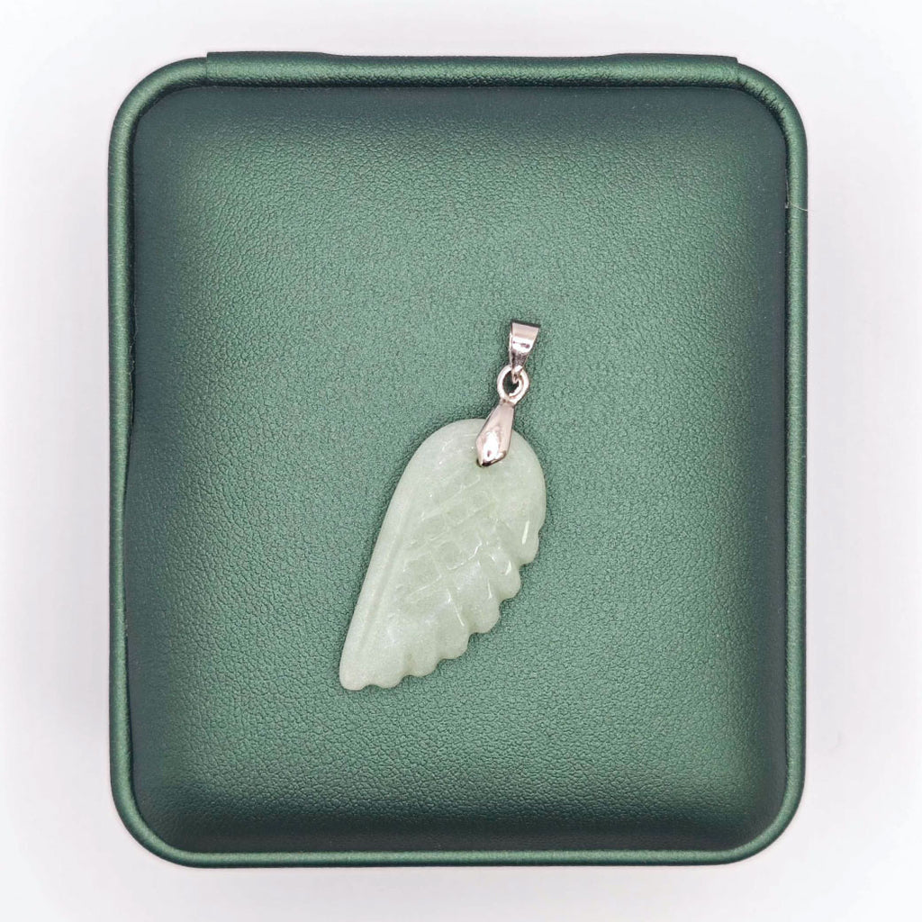 “Léger” Angel Wing Pendant — Natural Green Aventurine