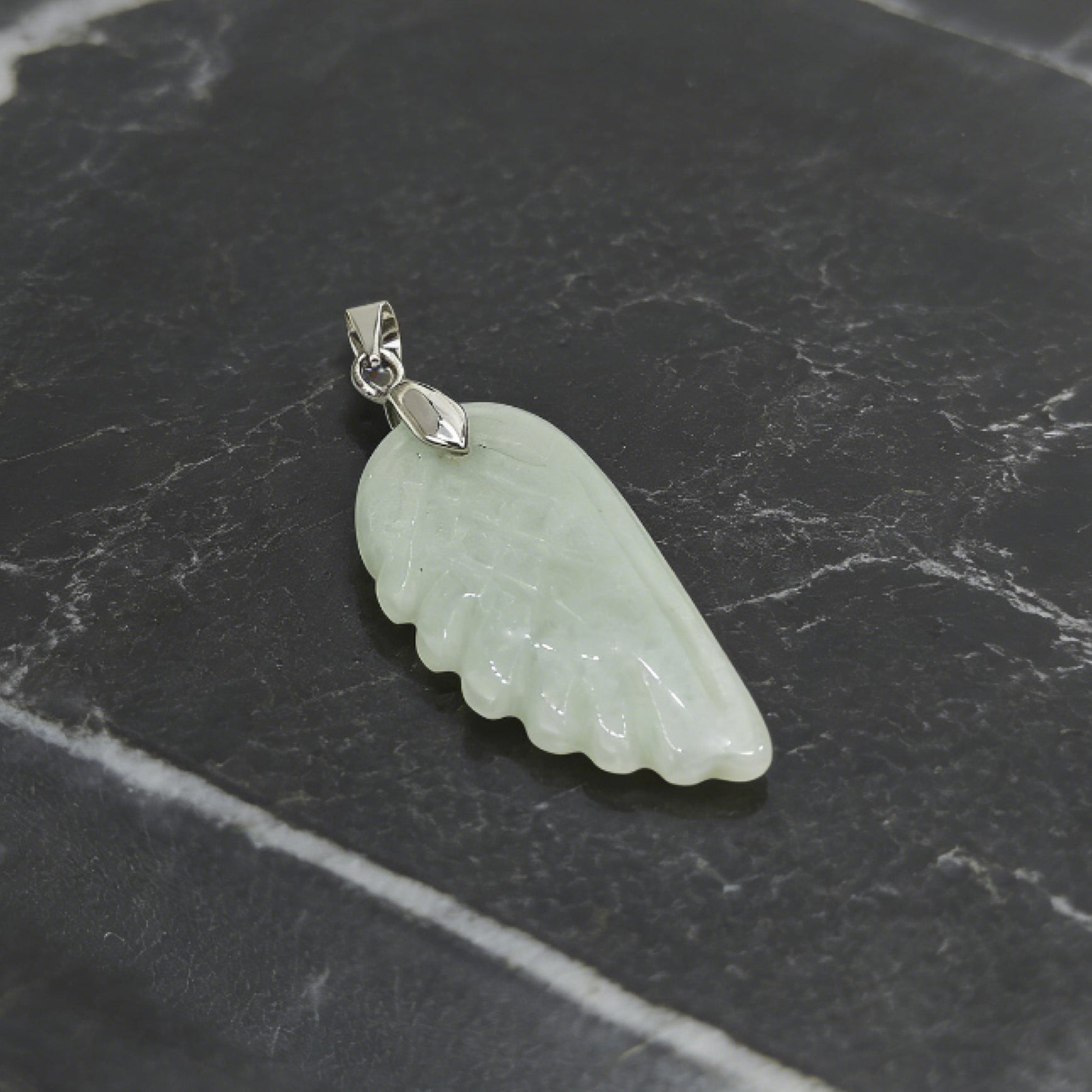 “Léger” Angel Wing Pendant — Natural Green Aventurine