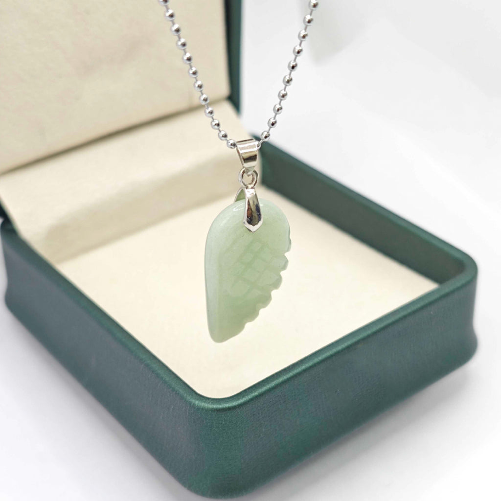 “Léger” Angel Wing Pendant — Natural Green Aventurine