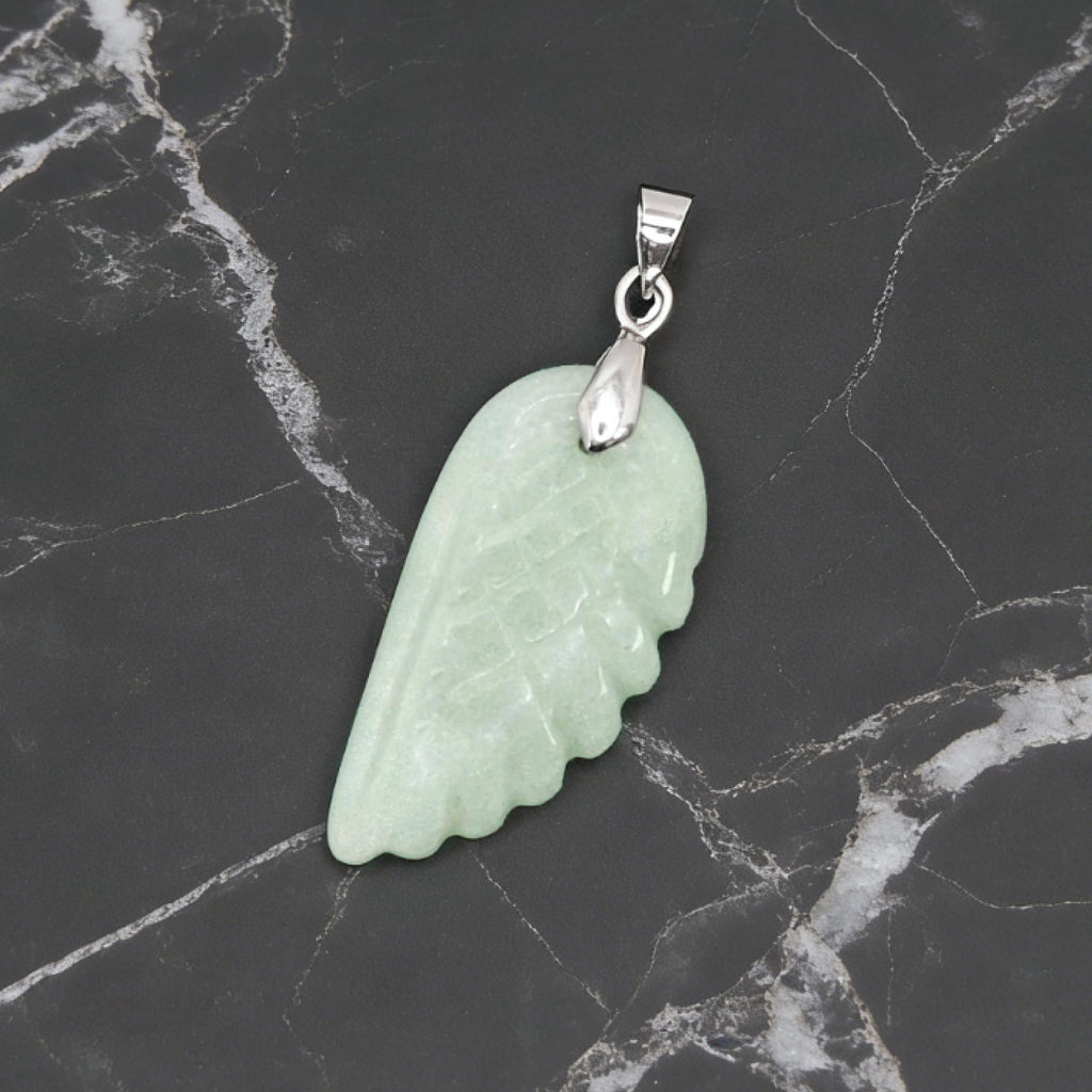 “Léger” Angel Wing Pendant — Natural Green Aventurine