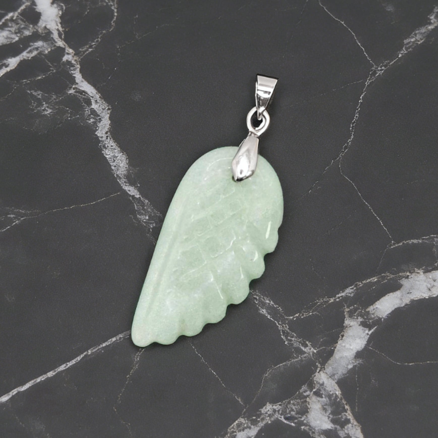 “Léger” Angel Wing Pendant — Natural Green Aventurine