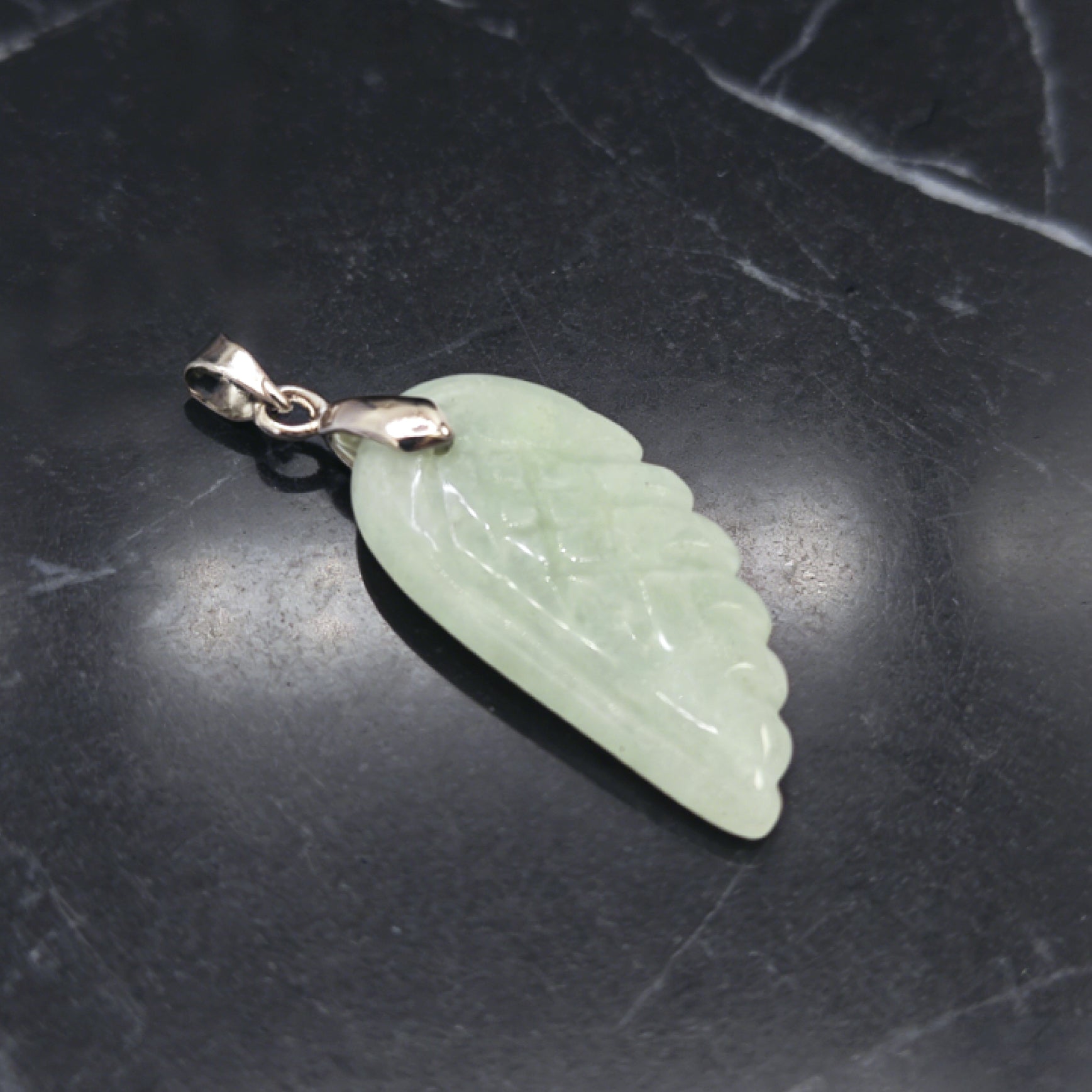 “Léger” Angel Wing Pendant — Natural Green Aventurine