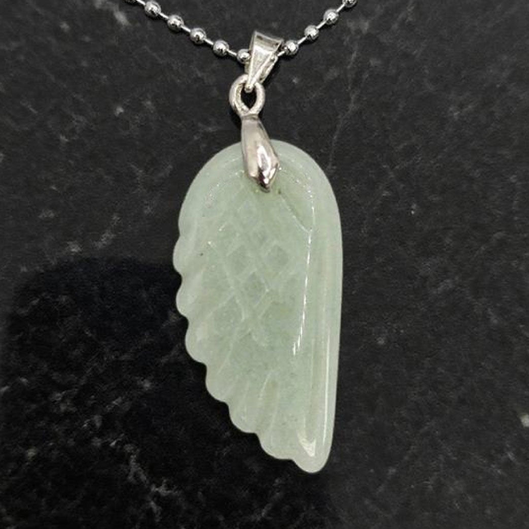 “Léger” Angel Wing Pendant — Natural Green Aventurine