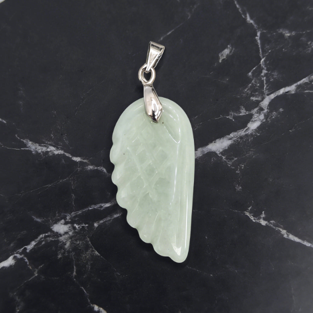 “Léger” Angel Wing Pendant — Natural Green Aventurine