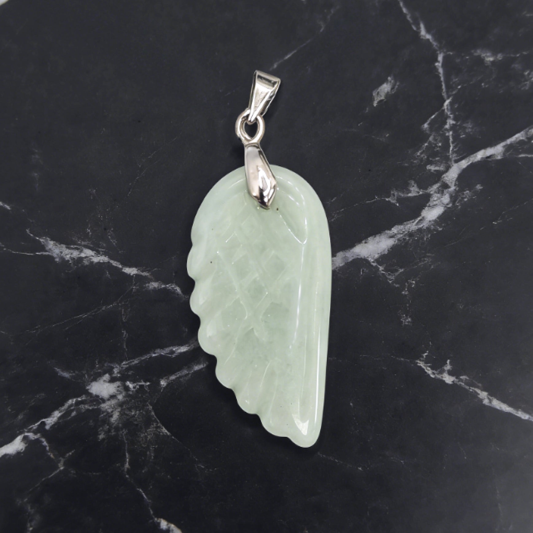 “Léger” Angel Wing Pendant — Natural Green Aventurine