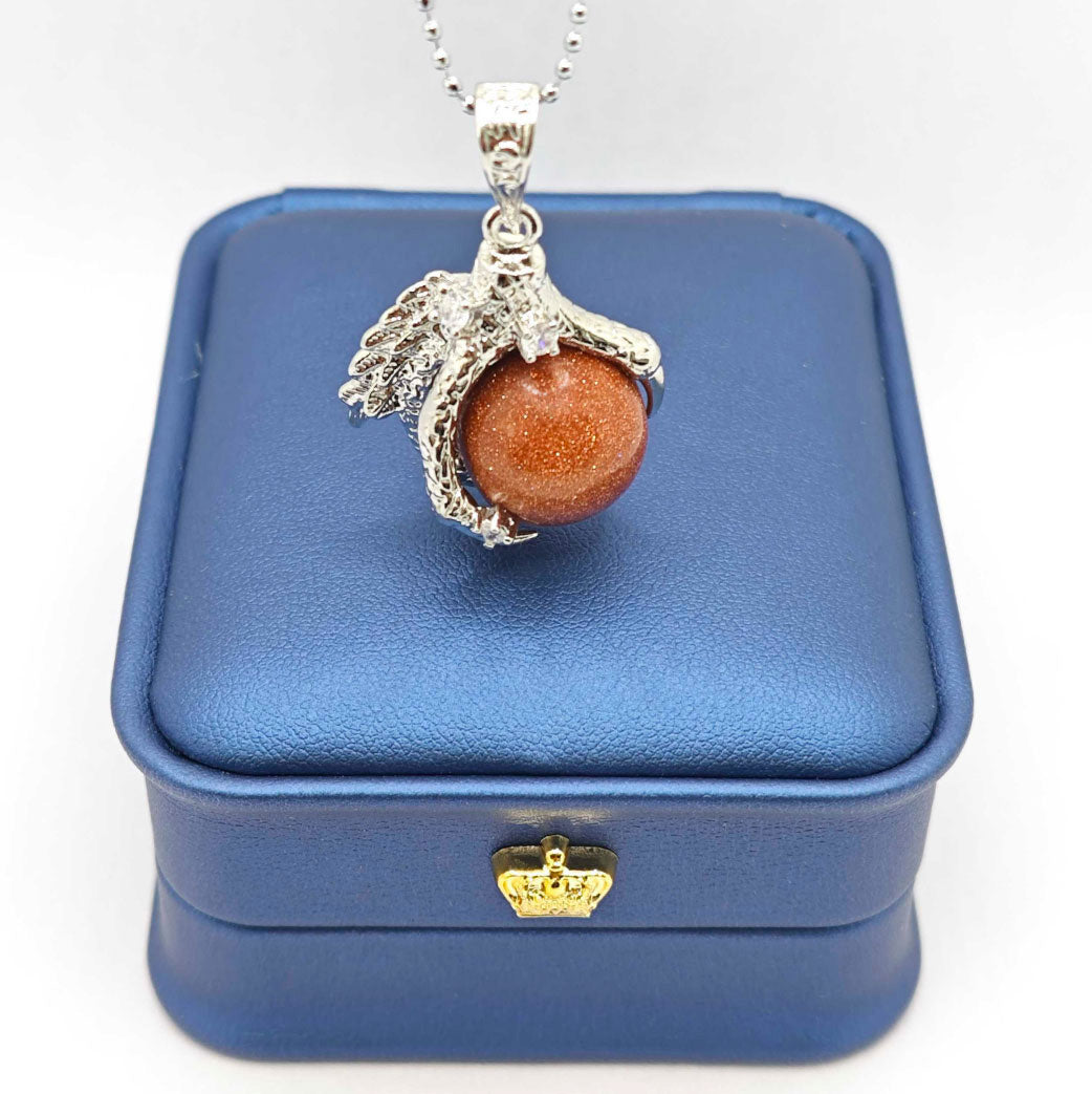 “Léger” Dragon Claw Orb Pendant — Goldstone Quartz