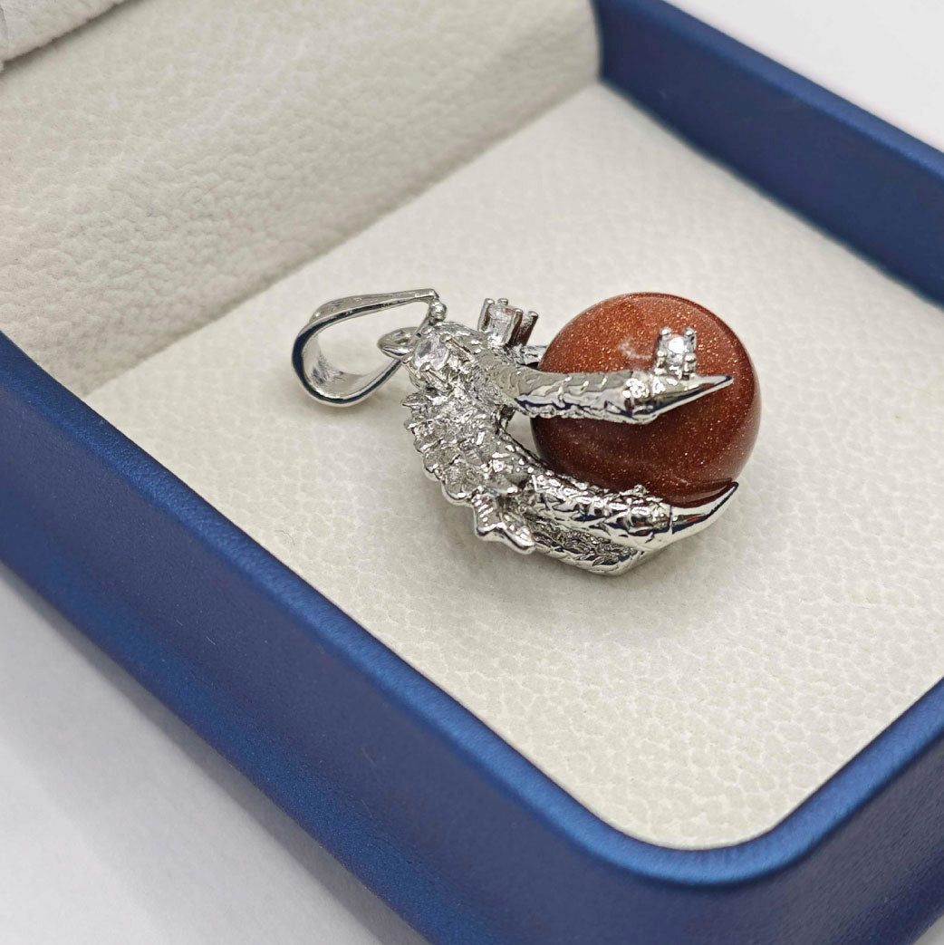 “Léger” Dragon Claw Orb Pendant — Goldstone Quartz