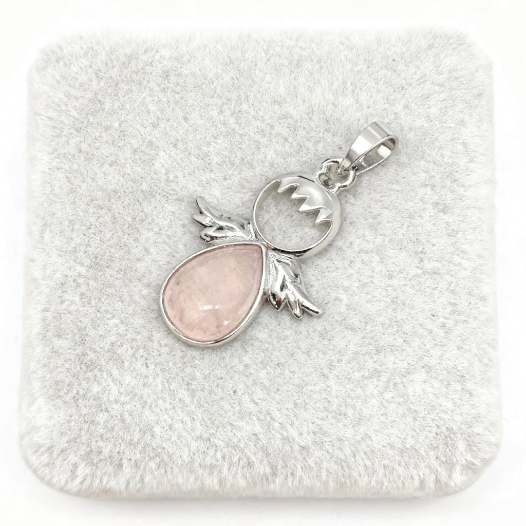 “Léger” Teardrop Angel Pendant — Natural Rose Quartz