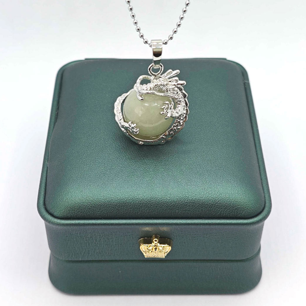 “Léger” Dragon Orb Pendant — Natural Green Aventurine