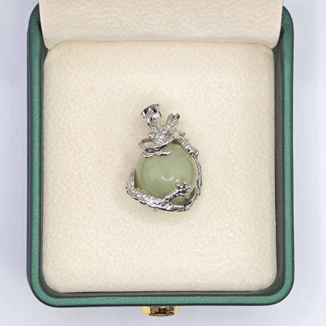 “Léger” Dragon Orb Pendant — Natural Green Aventurine