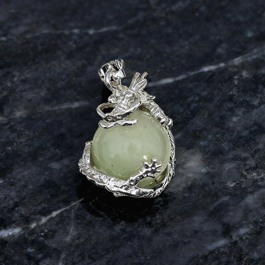 “Léger” Dragon Orb Pendant — Natural Green Aventurine