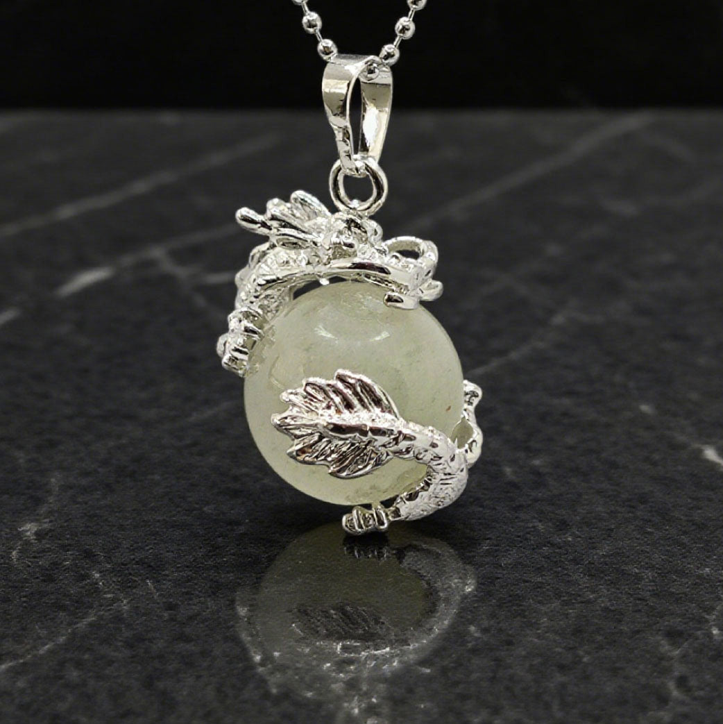 “Léger” Dragon Orb Pendant — Natural Green Aventurine