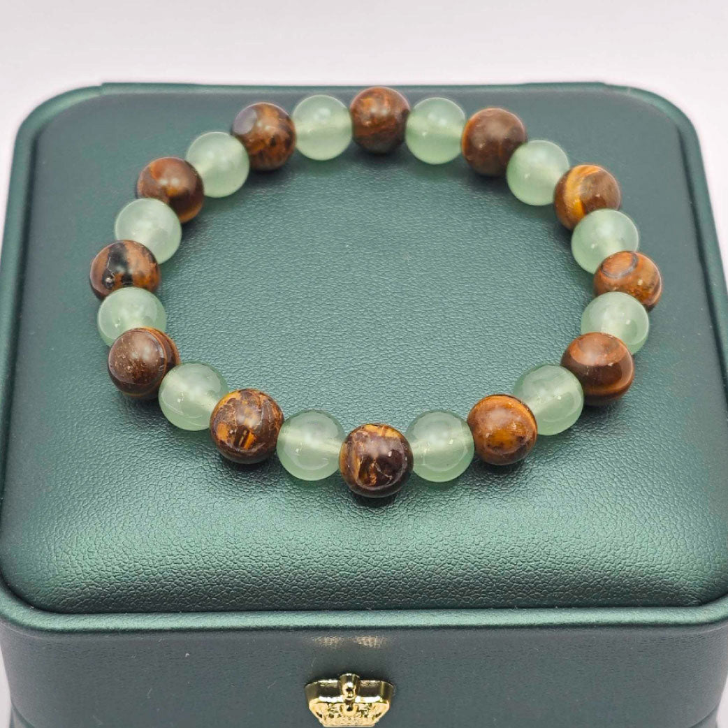 “Lien” Beaded Bracelet — Tiger’s Eye & Green Aventurine