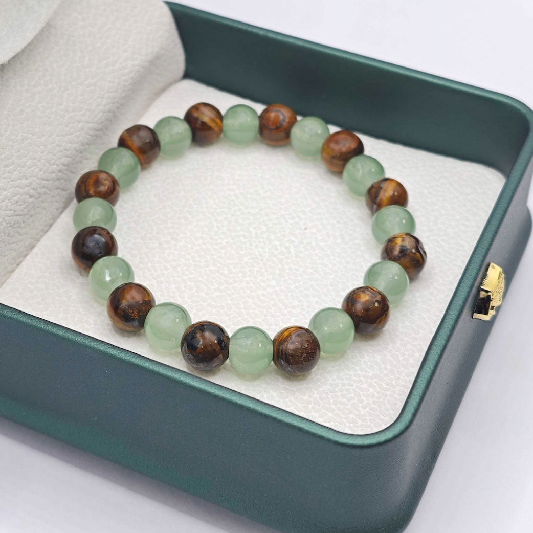 “Lien” Beaded Bracelet — Tiger’s Eye & Green Aventurine