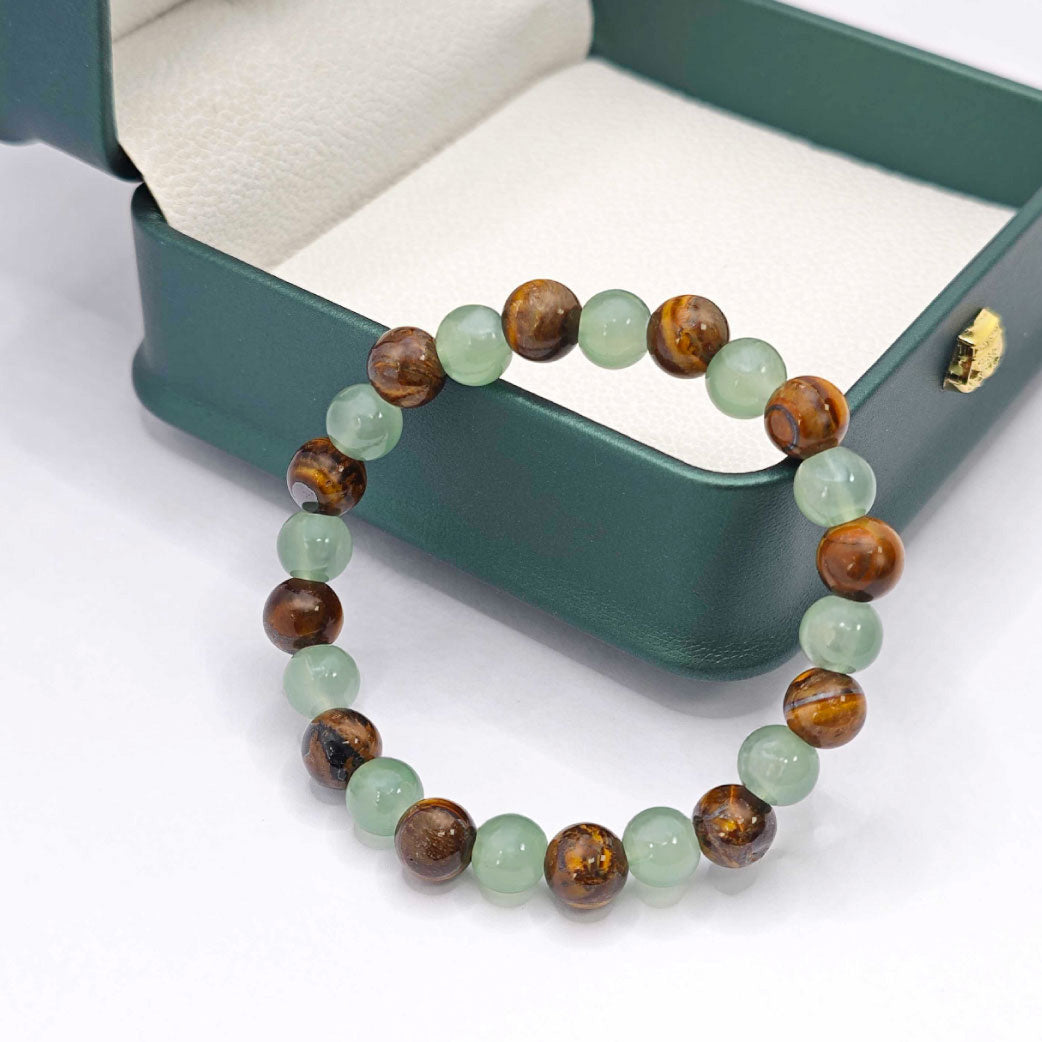 “Lien” Beaded Bracelet — Tiger’s Eye & Green Aventurine
