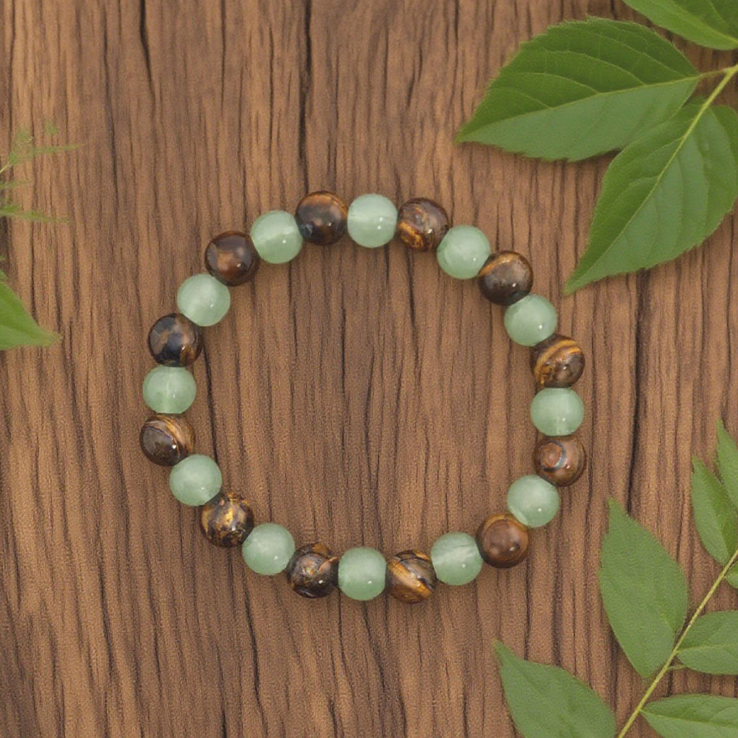 “Lien” Beaded Bracelet — Tiger’s Eye & Green Aventurine