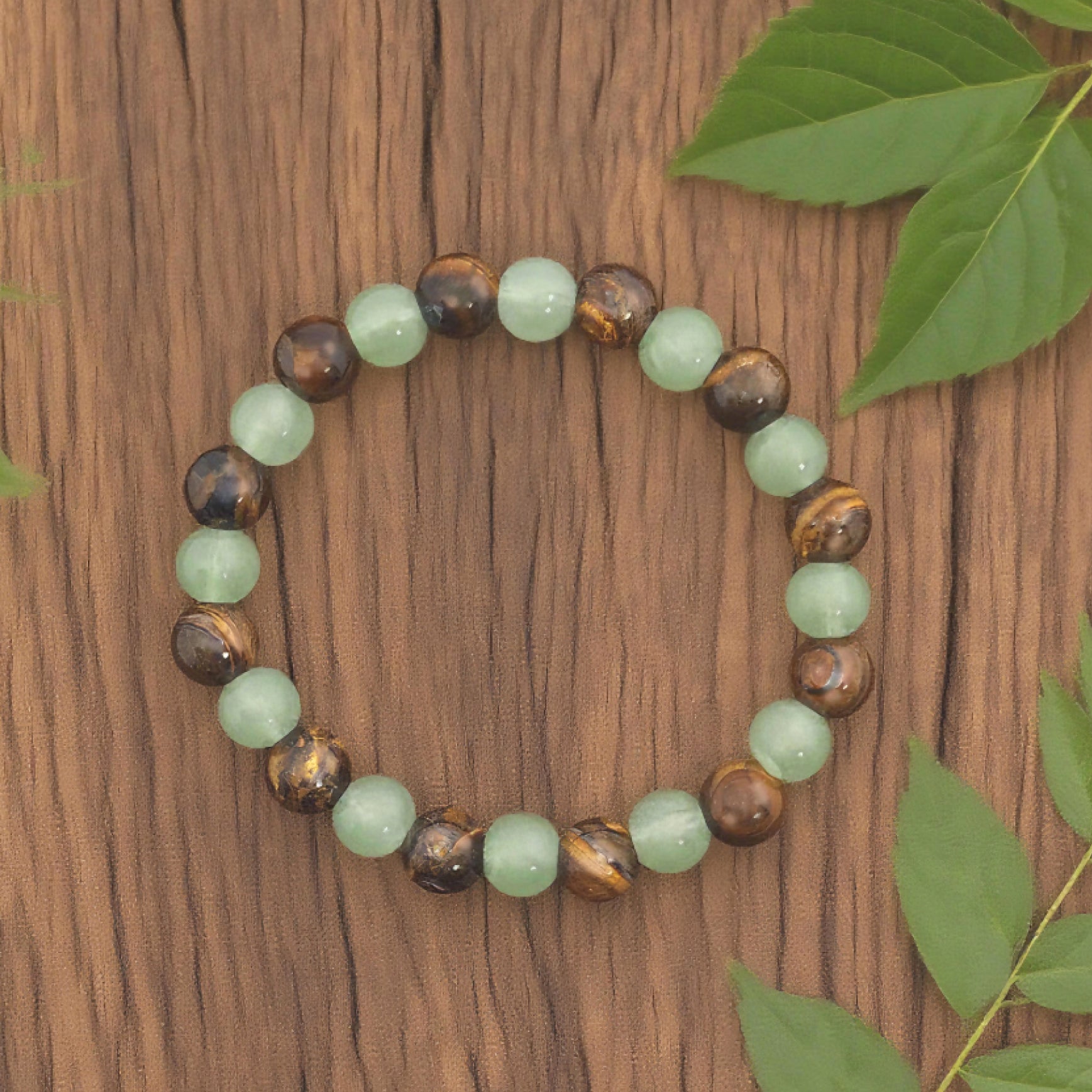 “Lien” Beaded Bracelet — Tiger’s Eye & Green Aventurine