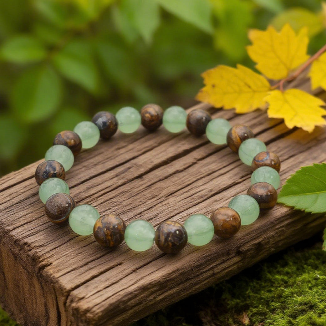 “Lien” Beaded Bracelet — Tiger’s Eye & Green Aventurine