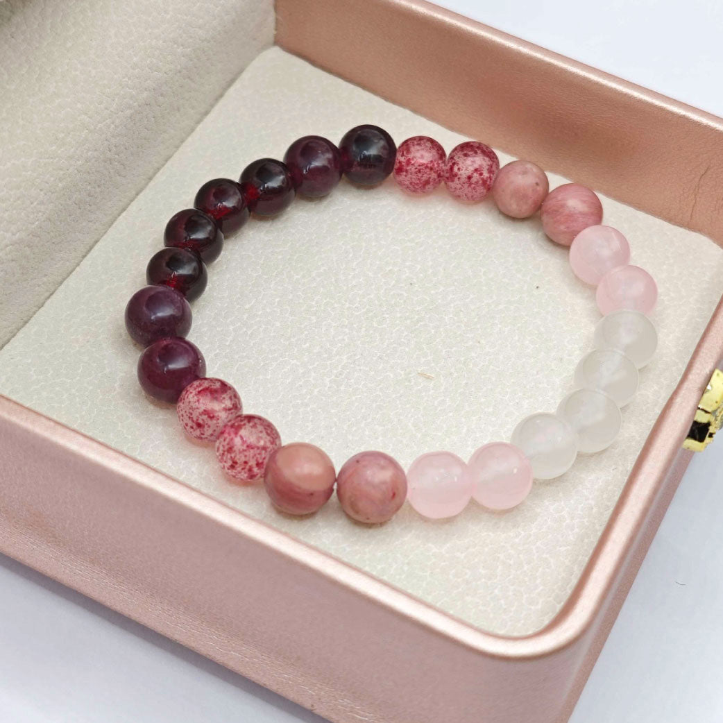 “Lien” Beaded Bracelet — Rose Garnet Mix