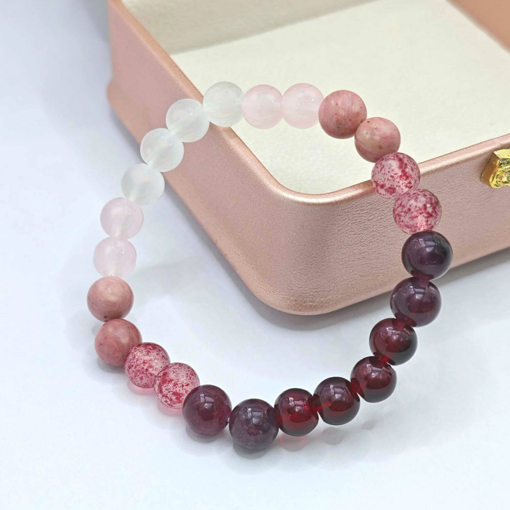 “Lien” Beaded Bracelet — Rose Garnet Mix
