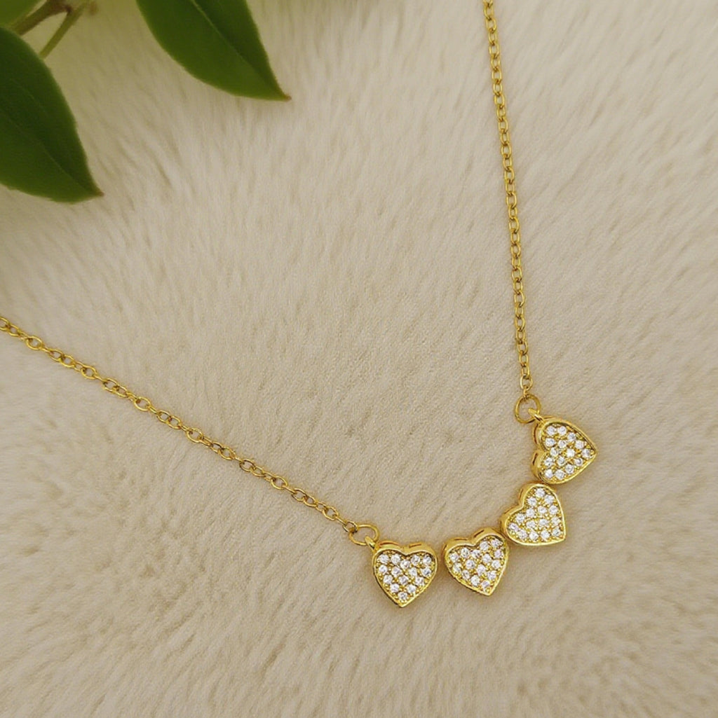 “Étreinte” Pavé Clover Pendant Necklace — 18K‑Plated Chain