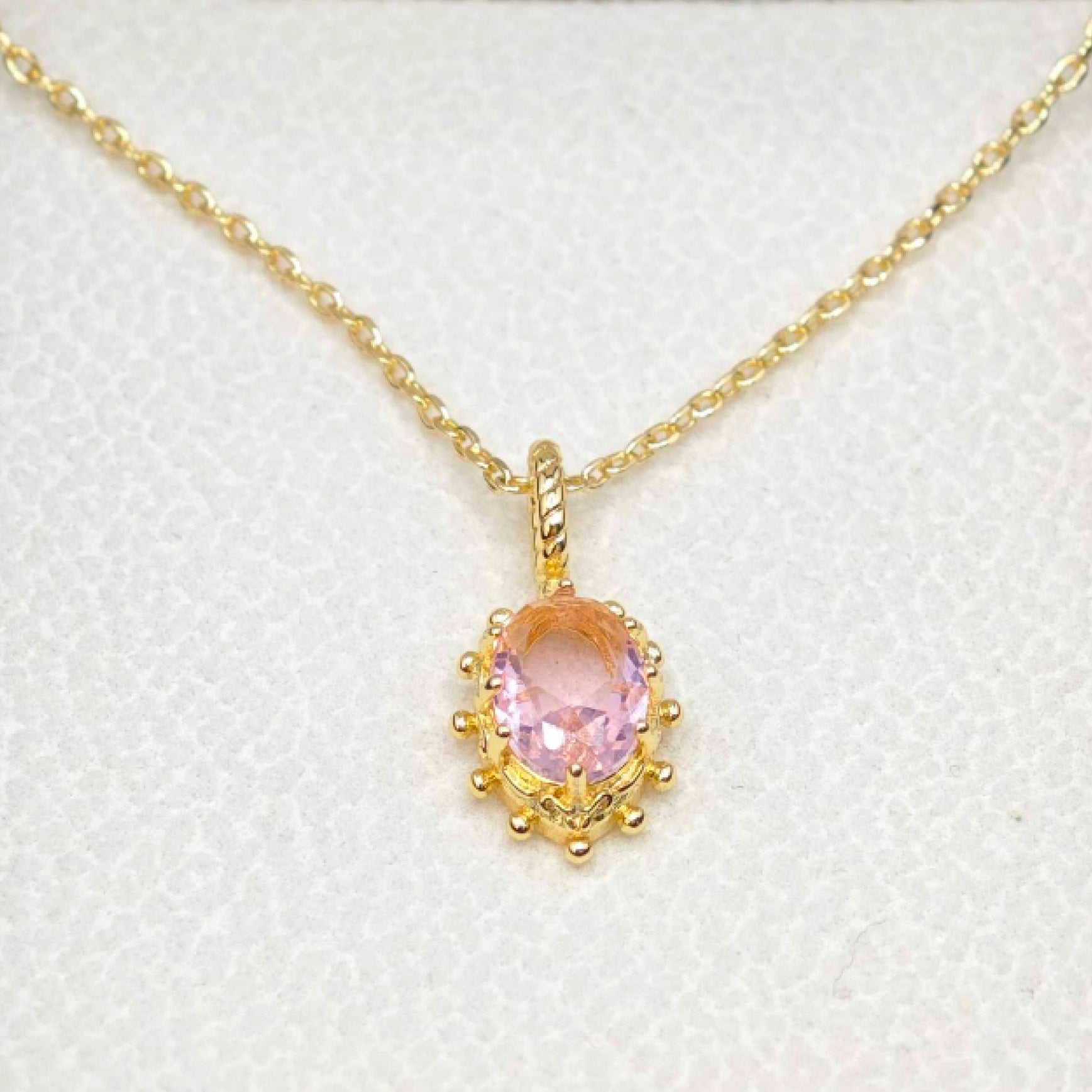 “Étreinte” Petite Heart Pendant Necklace — 14K Gold‑Plated, Pink Cubic Zircon