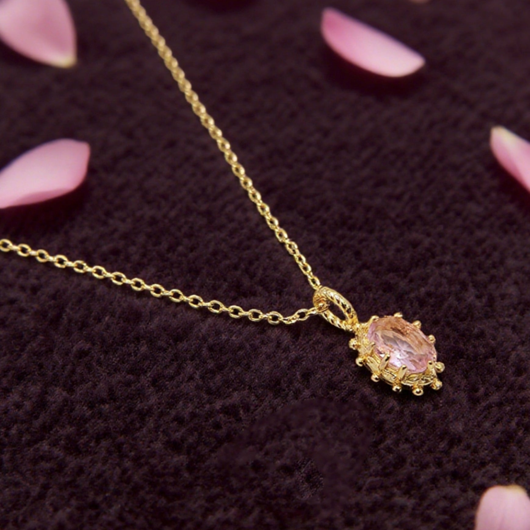 “Étreinte” Petite Heart Pendant Necklace — 14K Gold‑Plated, Pink Cubic Zircon