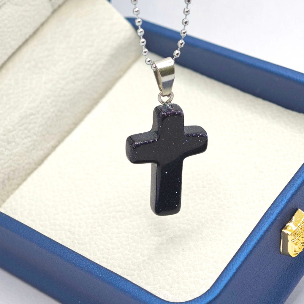 Pendentif Croix « Léger » — Pierre Dorée Bleue