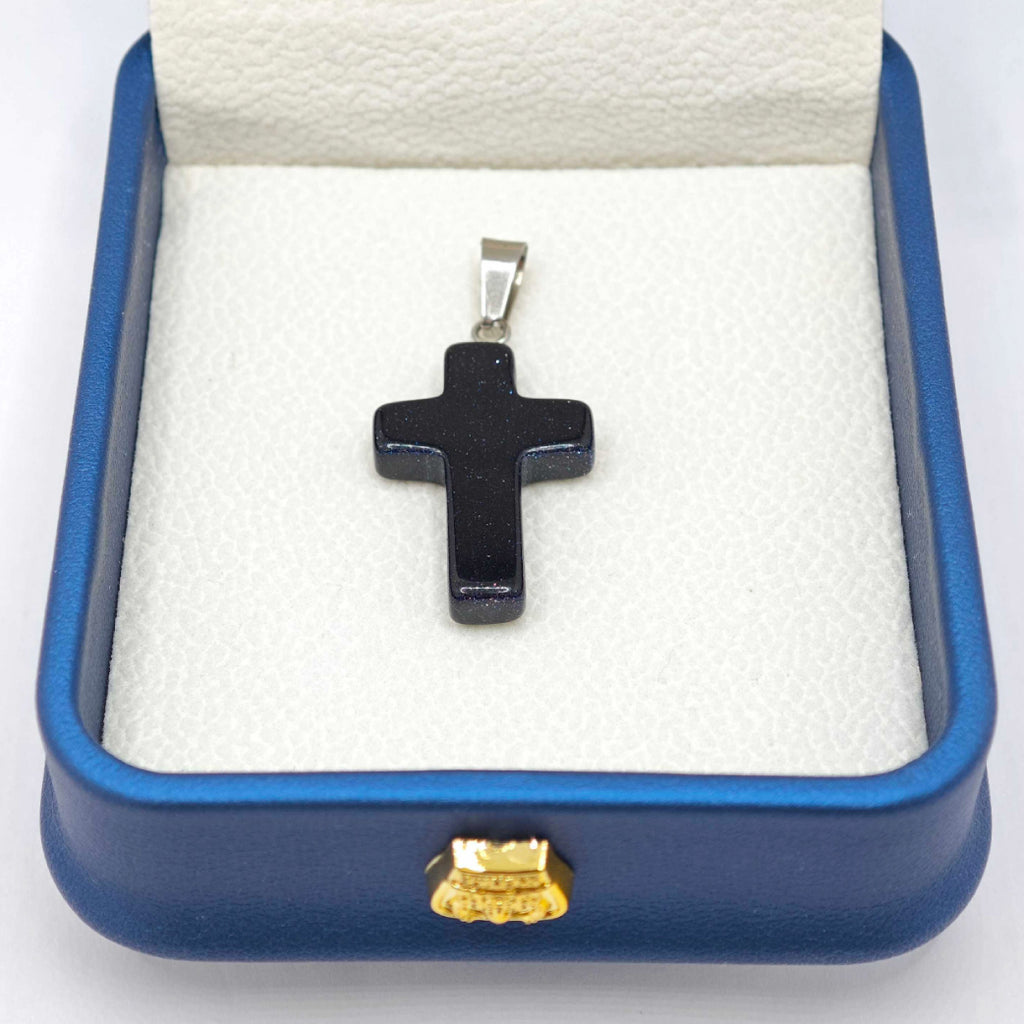 Pendentif Croix « Léger » — Pierre Dorée Bleue