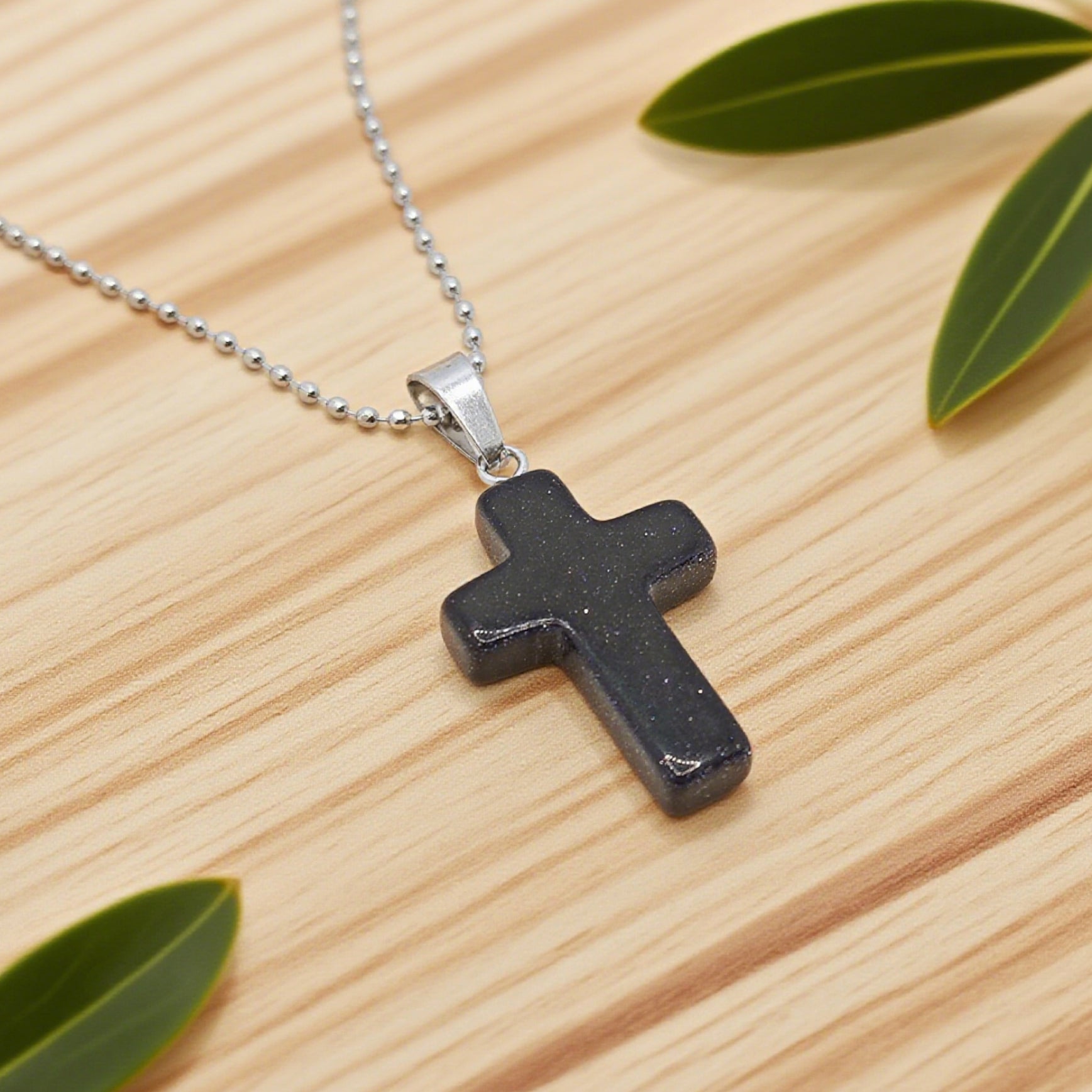 “Léger” Cross Pendant — Blue Goldstone