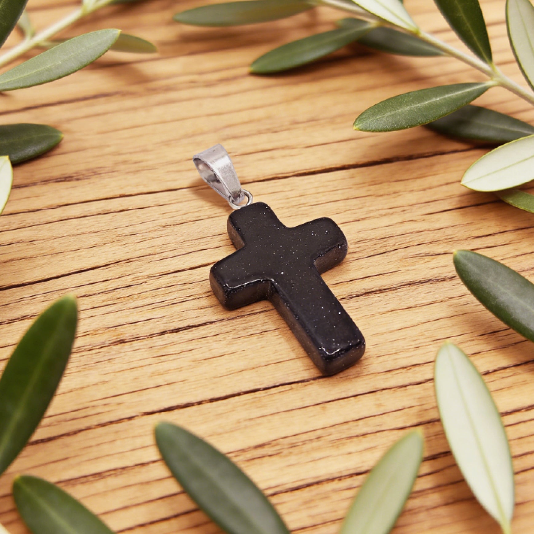 “Léger” Cross Pendant — Blue Goldstone
