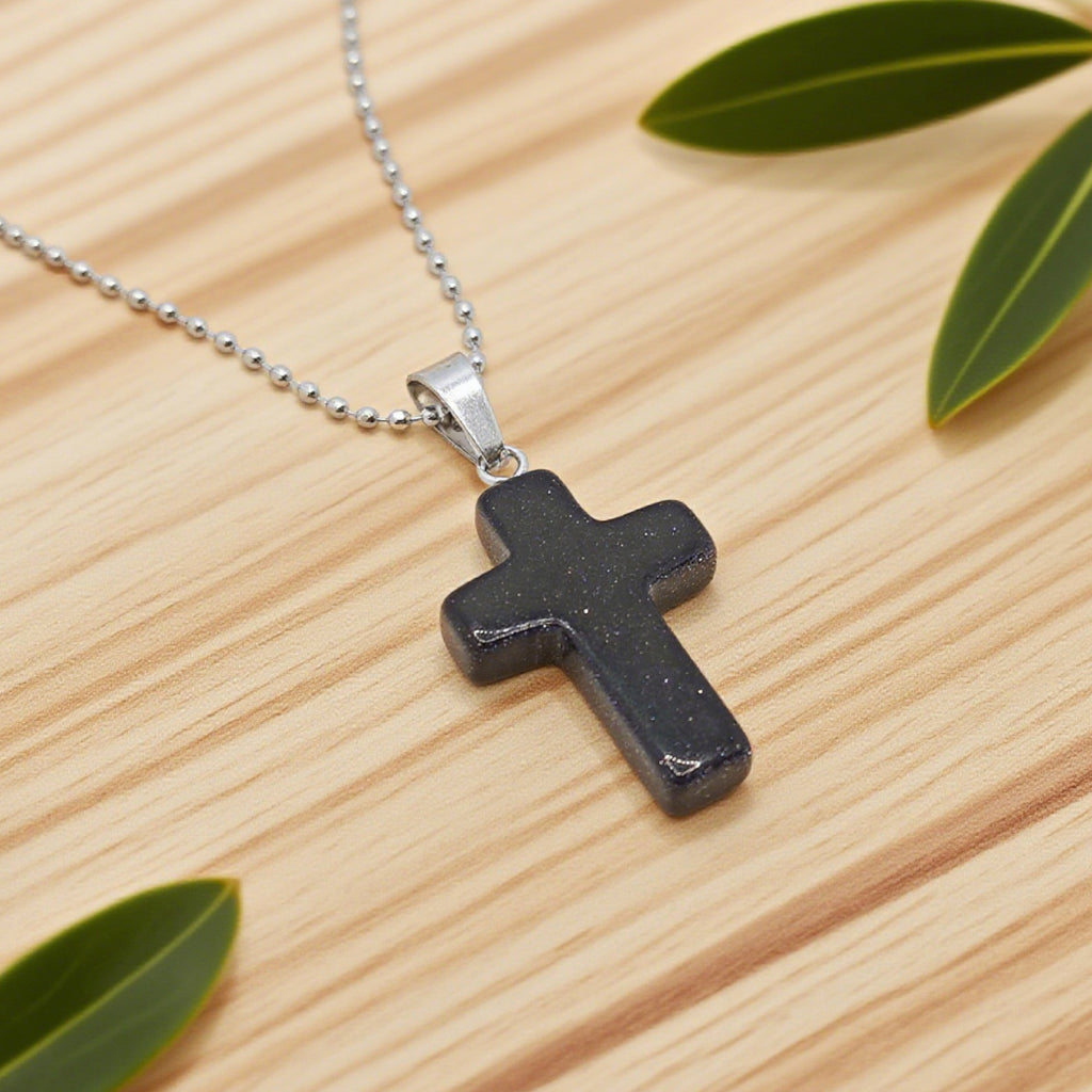 Pendentif Croix « Léger » — Pierre Dorée Bleue