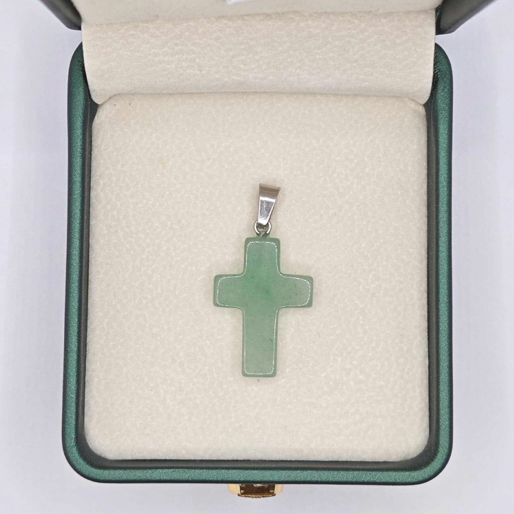 Pendentif Croix « Léger » — Aventurine verte naturelle