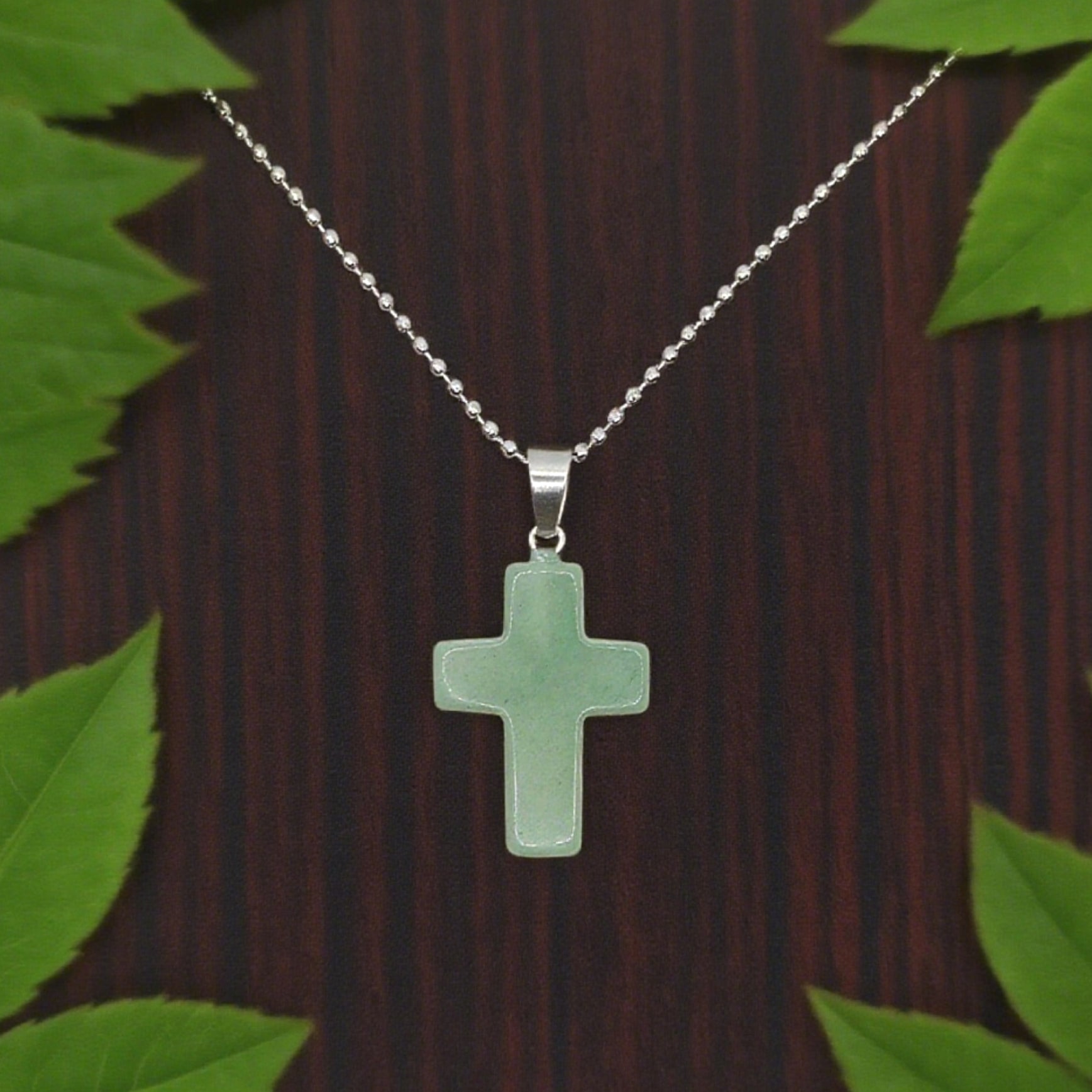 “Léger” Cross Pendant — Natural Green Aventurine