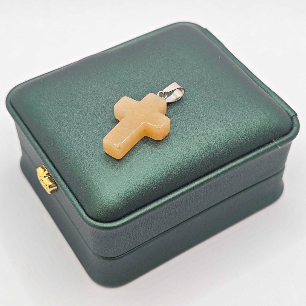 “Léger” Cross Pendant — Yellow Aventurine
