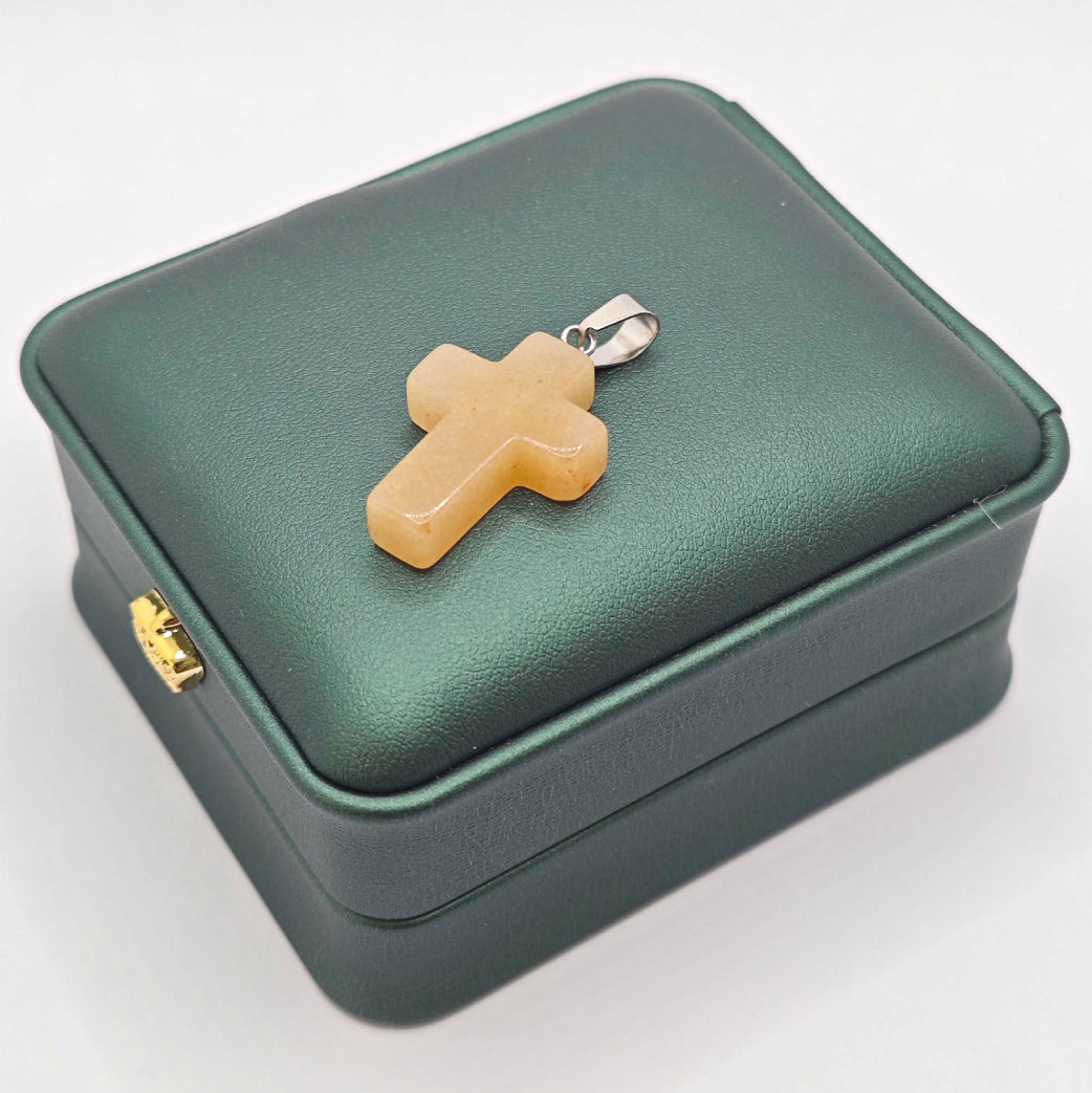 “Léger” Cross Pendant — Yellow Aventurine