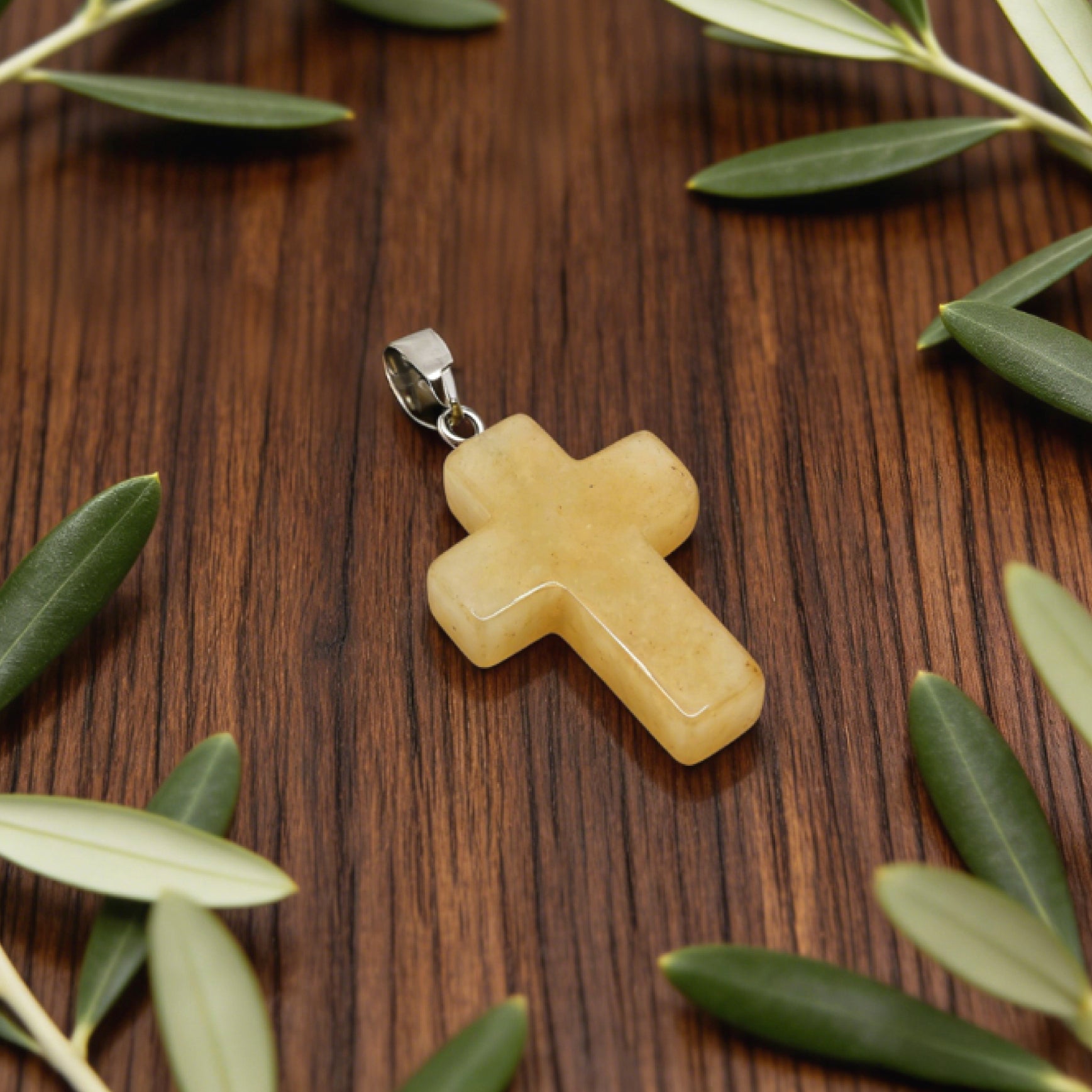 “Léger” Cross Pendant — Yellow Aventurine