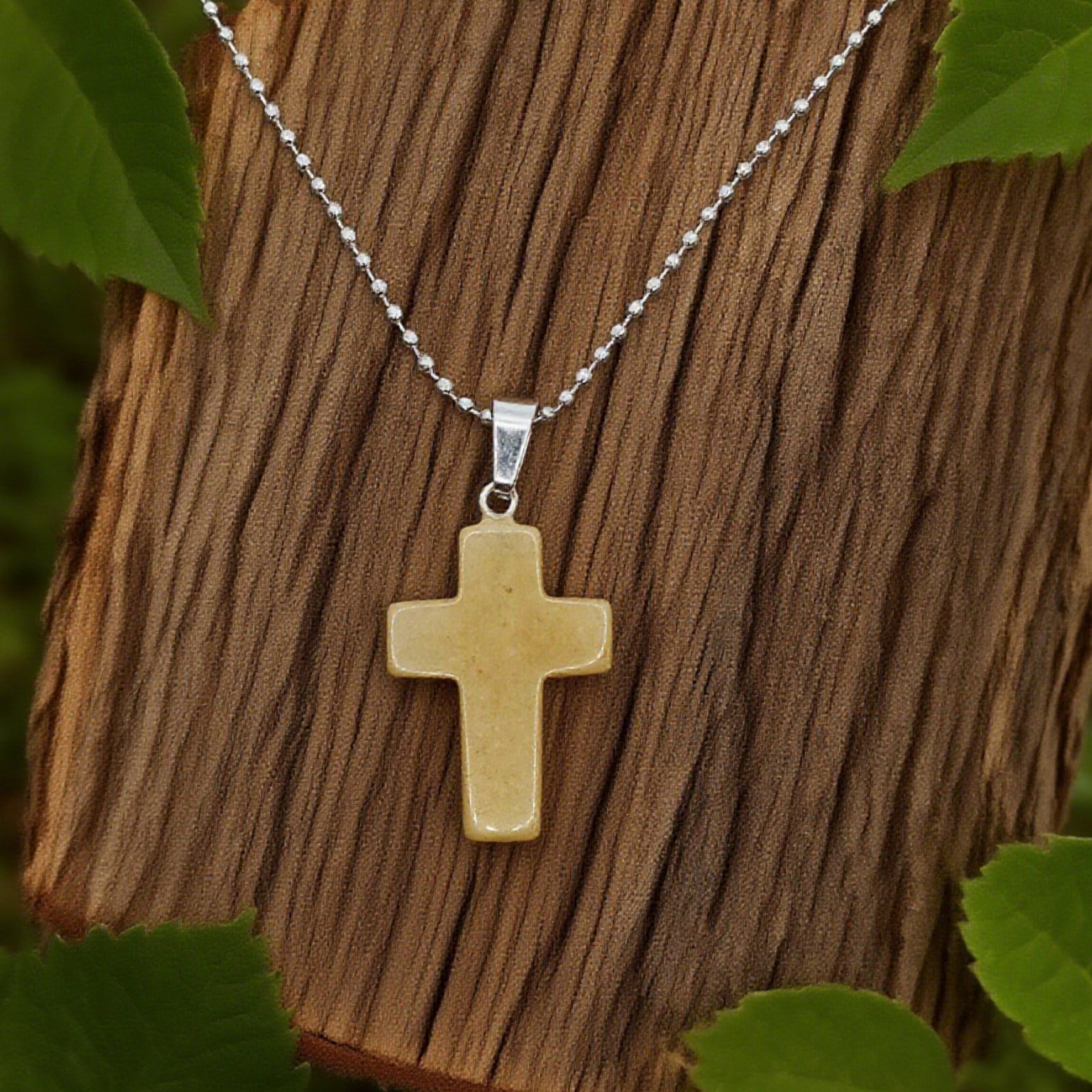 “Léger” Cross Pendant — Yellow Aventurine