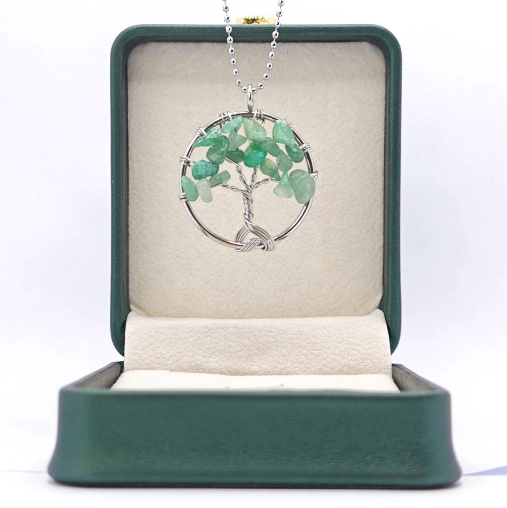 “Léger” Tree of Life Pendant — Green Aventurine Chips