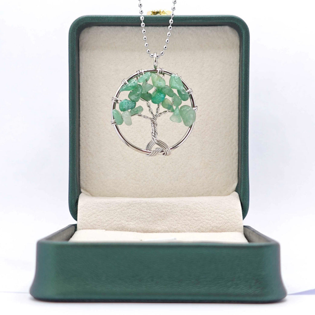 “Léger” Tree of Life Pendant — Green Aventurine Chips