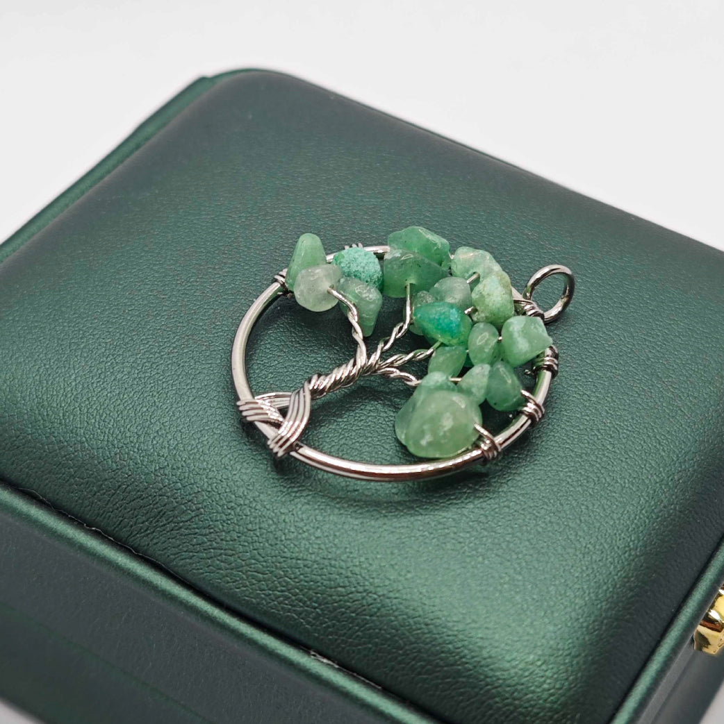 “Léger” Tree of Life Pendant — Green Aventurine Chips
