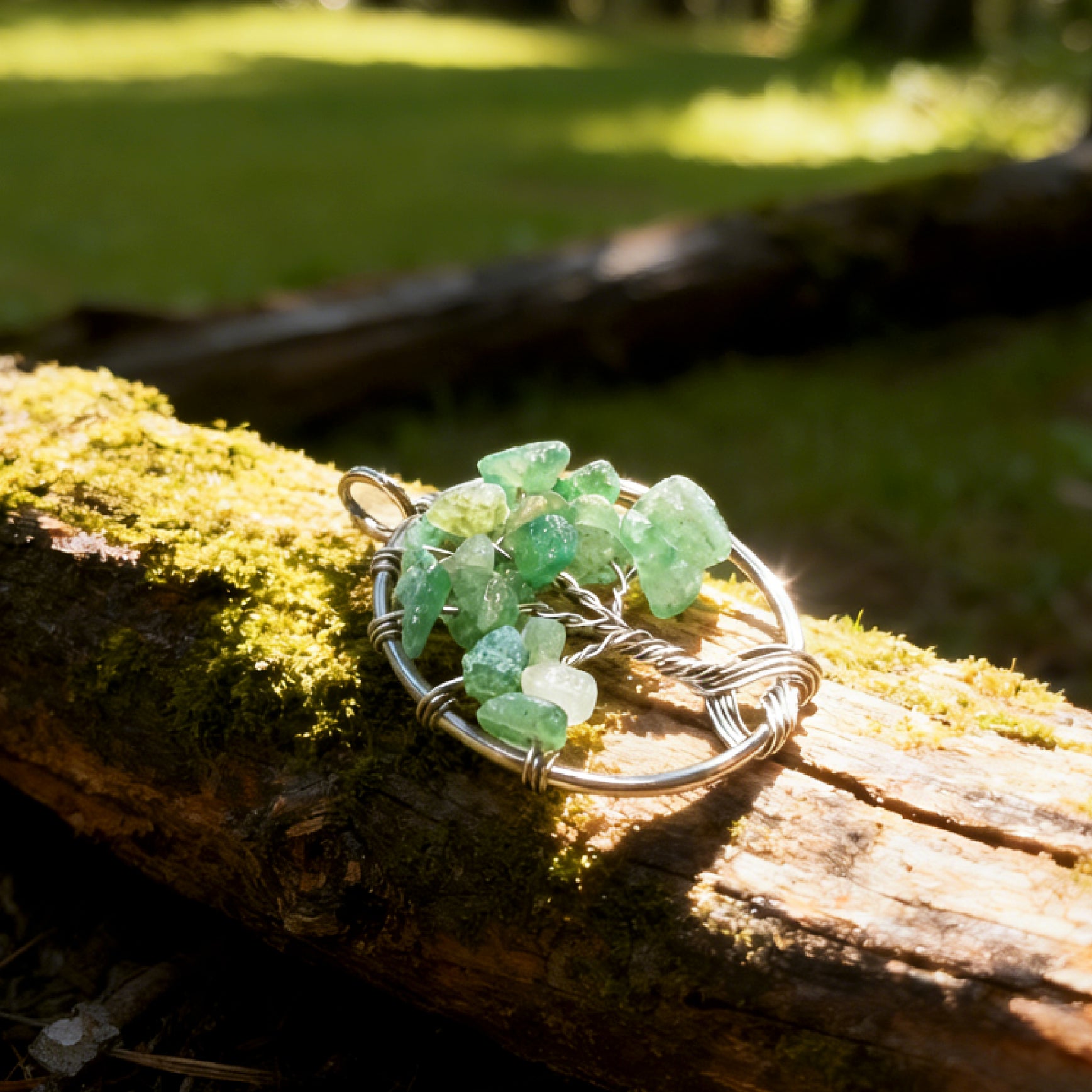 “Léger” Tree of Life Pendant — Green Aventurine Chips