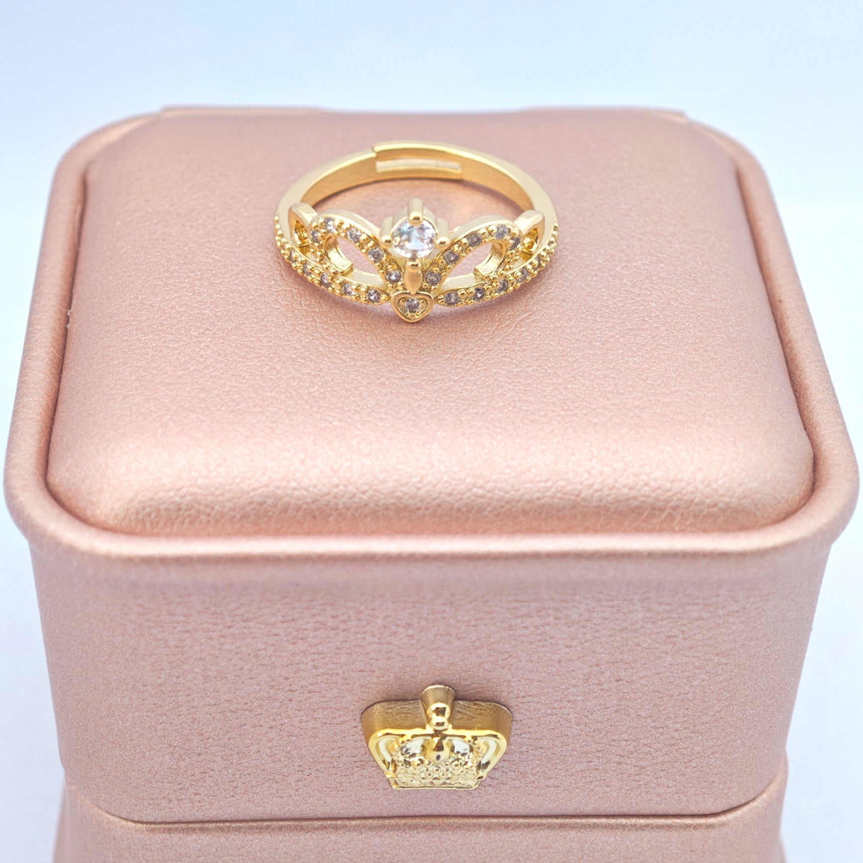 "Toujours" Petite Tiara Open Ring — 18K Gold‑Plated, Diamond Style