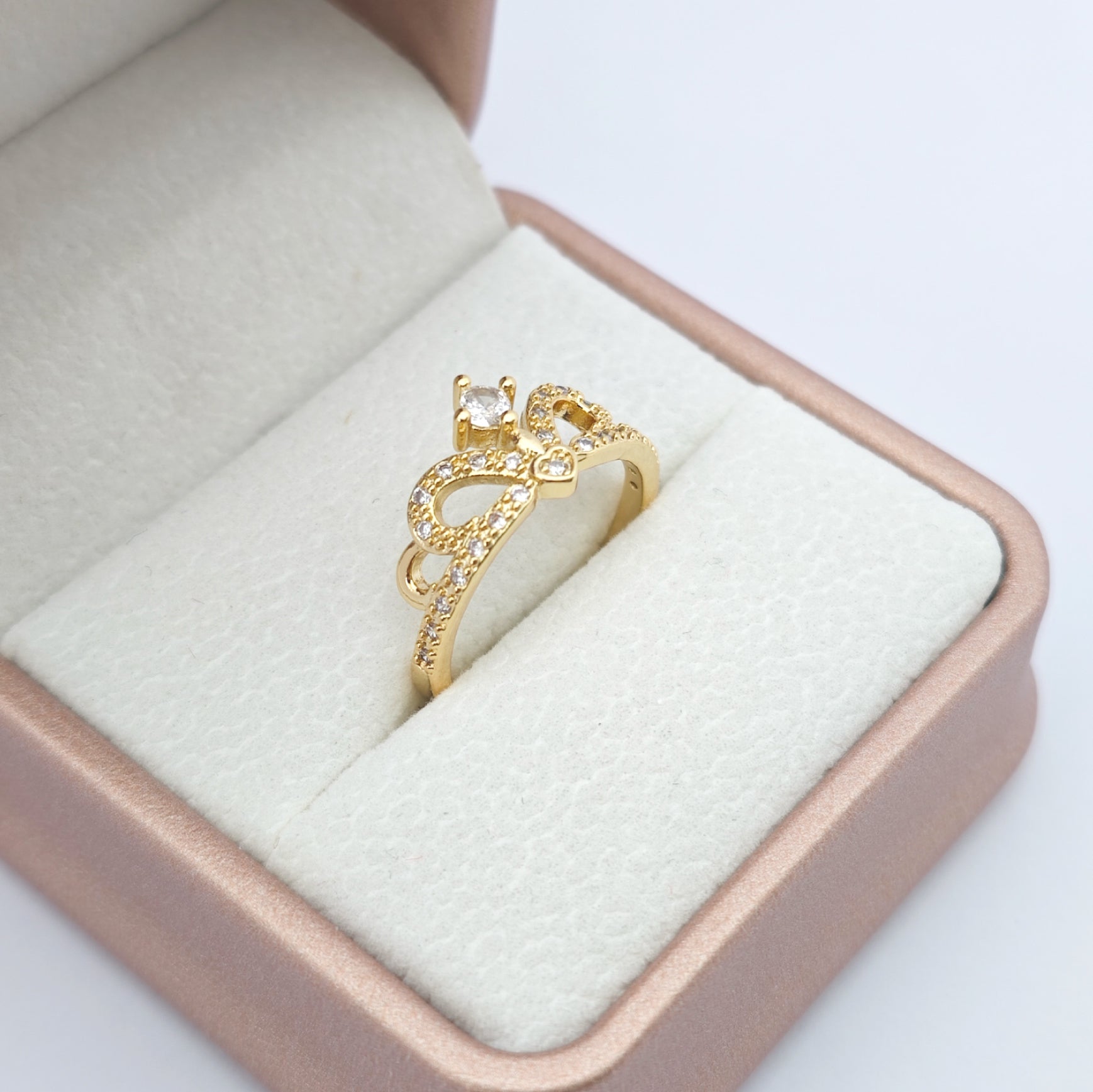 "Toujours" Petite Tiara Open Ring — 18K Gold‑Plated, Diamond Style