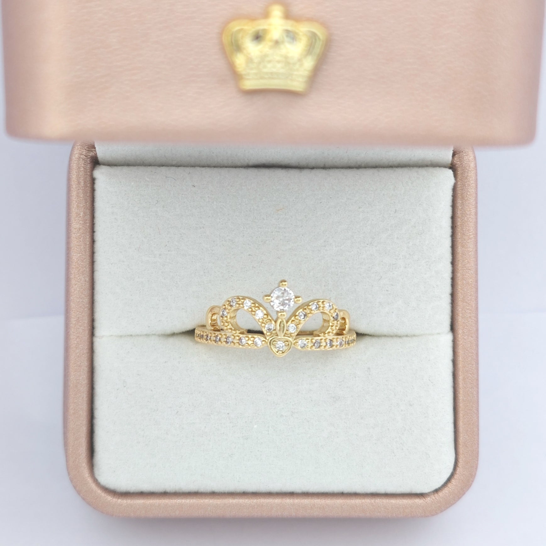"Toujours" Petite Tiara Open Ring — 18K Gold‑Plated, Diamond Style