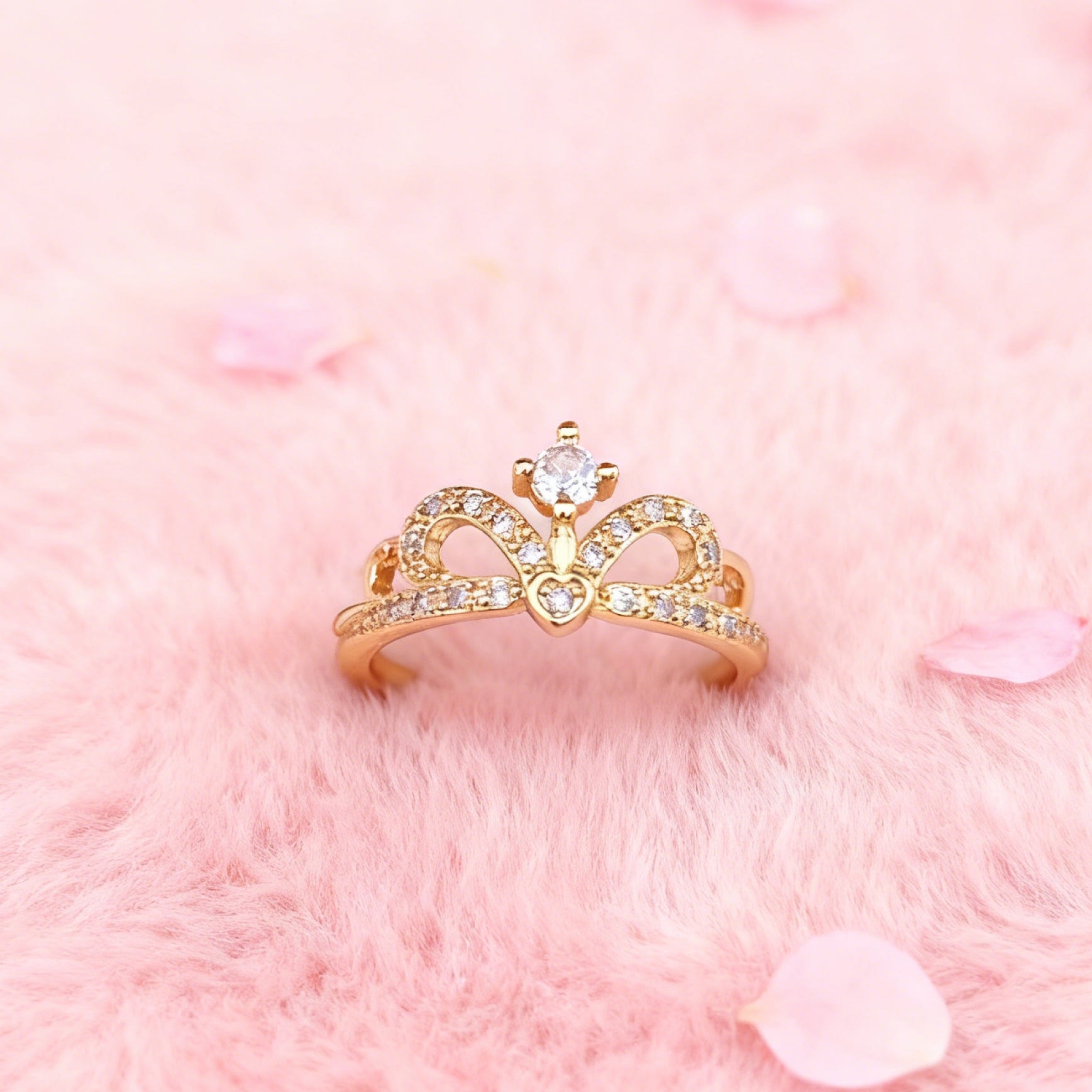 "Toujours" Petite Tiara Open Ring — 18K Gold‑Plated, Diamond Style