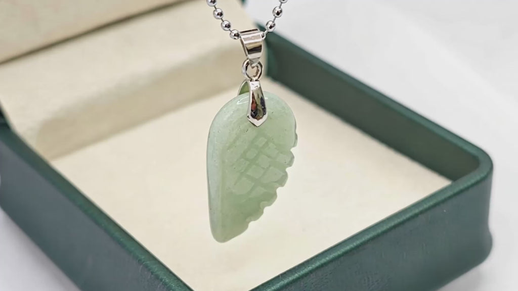 “Léger” Angel Wing Pendant — Natural Green Aventurine